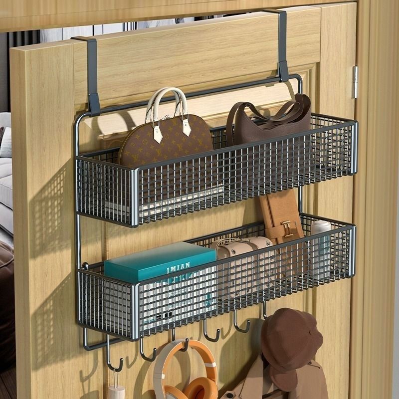 Behind the Door, No Door, Side Hanging, Door Punch, Hanging Basket, Clothes Rack, Wardrobe Storage Rack, Bag Storage Side