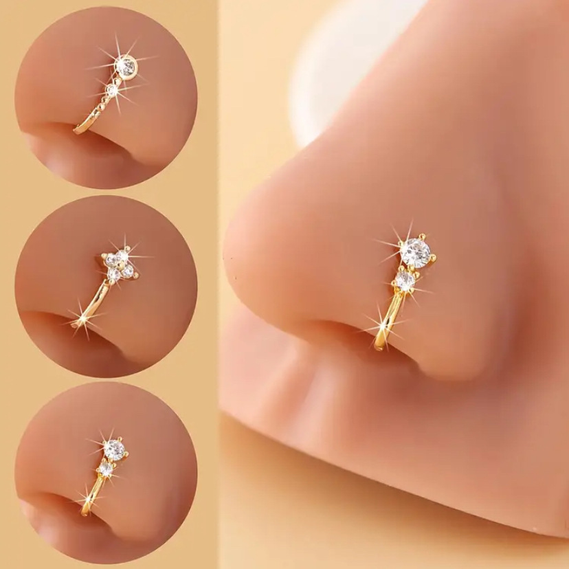 Cross-Border Hot-Selling Amazon Temu Shein European and American Fashion U-Shaped Nose Clip with Zircon Nose Ring for Women