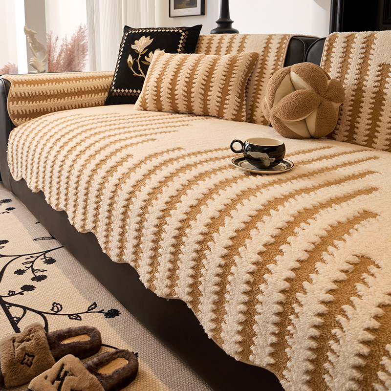 Cojín de sofá de lujo ligero de alta calidad, cojín de invierno de peluche, cojín recto, cubierta de sofá universal, toalla de invierno