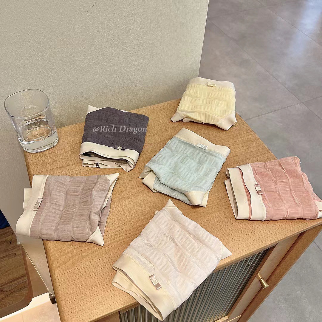 Sea Salt Bubble 2.0 Yarn Soft and Comfortable Hollow Transparent Sexy Mid-Waist Horizontal Stripe Girls INS Style Underwear Women