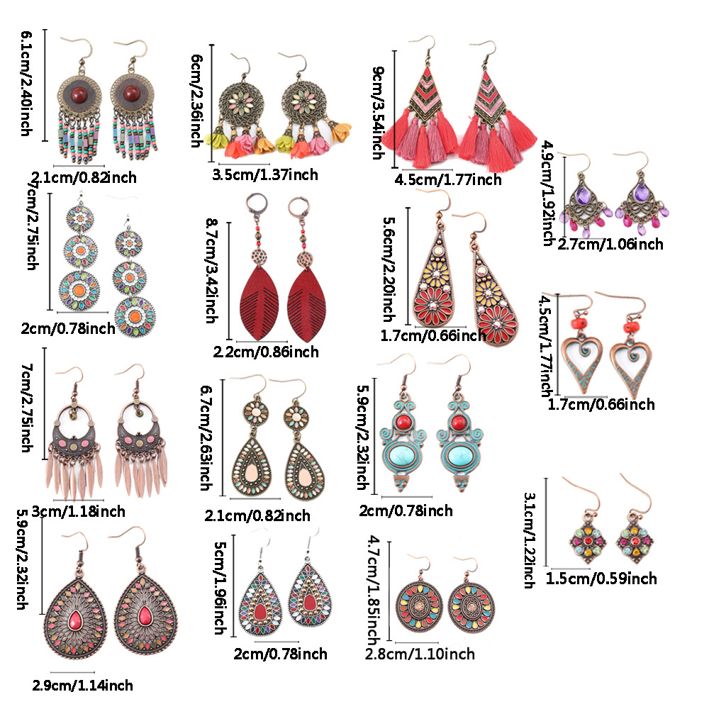 14g Weight Alloy Ear Needle Material Drop Earrings Classification 1 Pair Quantity Holiday, Street Occasion Zinc alloy Material Geometric Pattern All Seasons Season Women's Gender Polished Finish Ethnic Style, Bohemian Style 1 Pair Ethnic Style Bohemian Geometric Zinc Alloy Drop Earrings 1