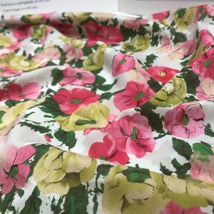 Pure Cotton 60 Count Printed Fabric Retro Rose Women's Dress Cotton Shoes and Hats Fabric Ready for Wholesale
