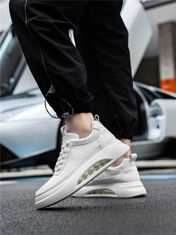 Chaussures blanches à coussin d'air pour hommes, nouvelle collection automne, tendance, taille haute, sport, plate-forme polyvalente décontractée_voghion.com