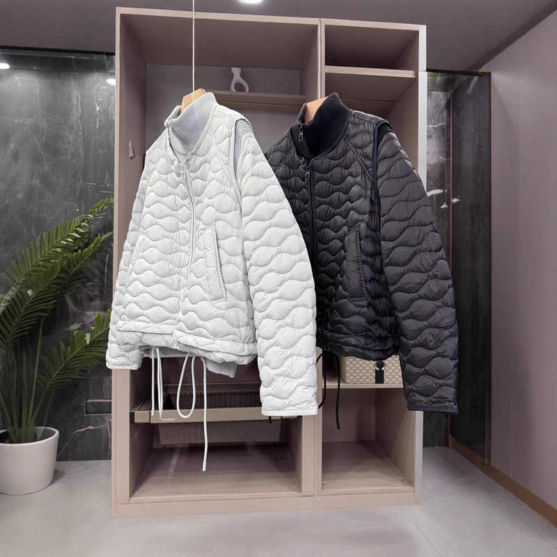 Cabinet Style! Loose Two-Piece Set of Spliced ​​Knitted Jacket + White Duck down Jacket Vest for Women
