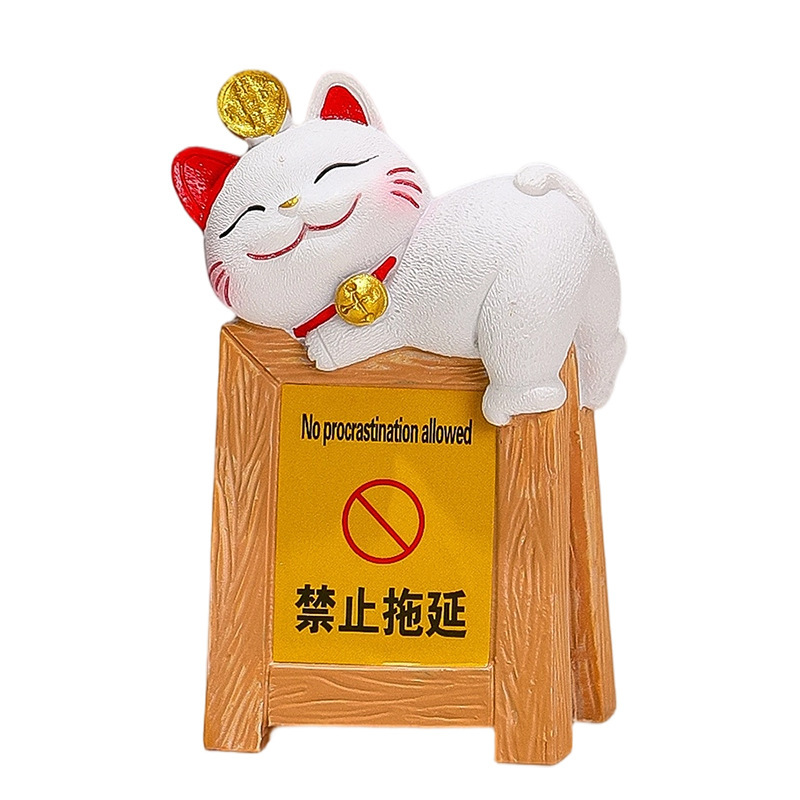 创意可爱招财猫提示牌桌面小摆件办公室工位治愈系解压装饰品礼品|undefined