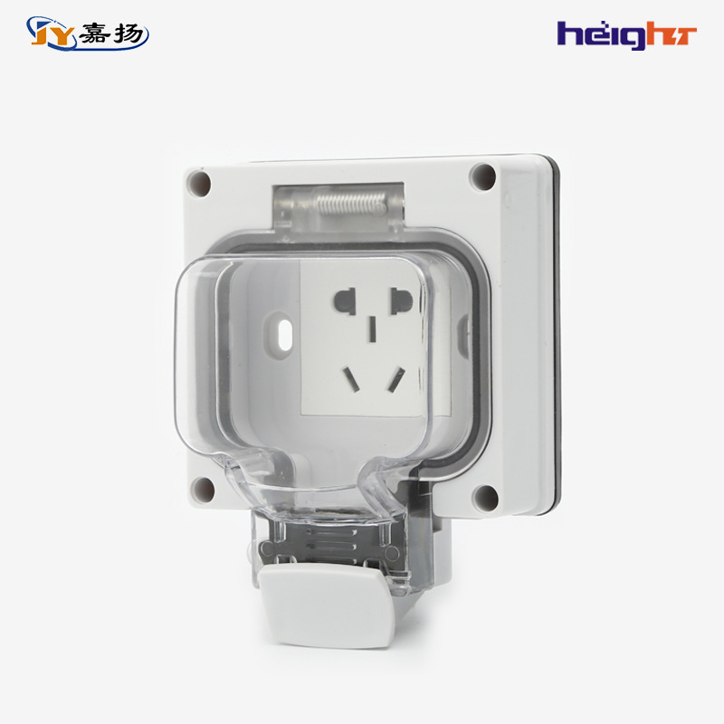 Manufacturer-supplied IP66 outdoor waterproof plug outlet, concealed five-hole power strip, specifically designed for electric vehicle charging station waterproof use.