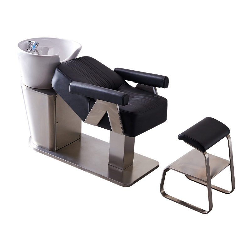 Cerámica lavabo champú cama peluquería especial de alta calidad de acero inoxidable Red de pelo rojo salón de peluquería cama de lavado medio acostado tipo