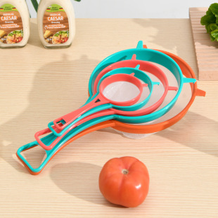 Semi-Automatic Plastic Handheld Flour Sieve Household Flour Sieve Baking Tools Round Long Handle Flour Sugar Sieve