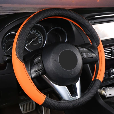 cross-border exclusive, Steering wheel cover - superior-black-orange-38cm