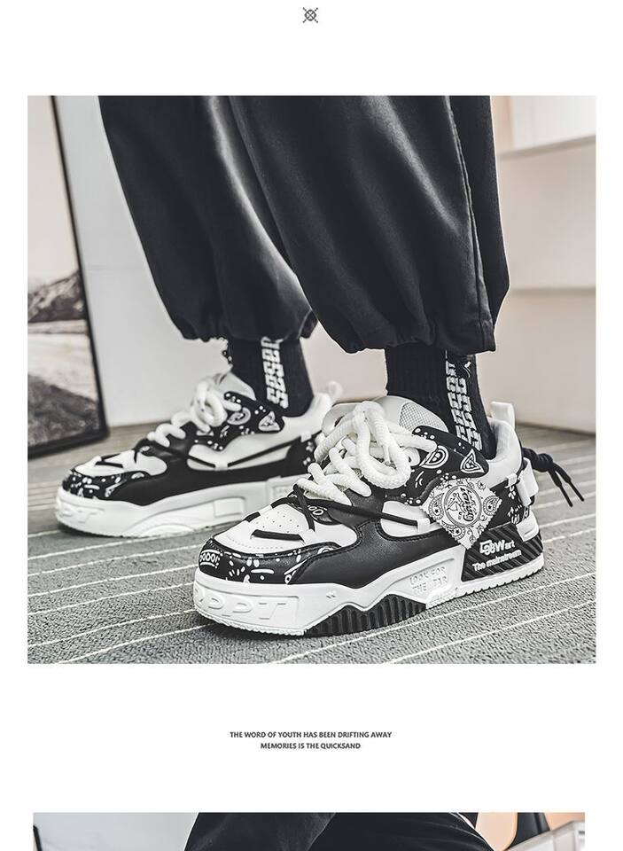 Giày sneaker nam đế dày tăng chiều cao, thân thấp dây buộc, phối màu trơn — 6678 Trắng Xanh Lục, 6678 màu Milan, 6678 trắng đen chi tiết 15