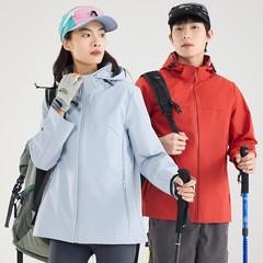 春先通勤カップルソフトシェルジャケットスポーツアウトドア防水防風通勤カップルカップルフード付き撥水ジャケット