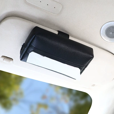Box, High-end Simple Sun Visor: Car tissue box/set - black-magnetic-version