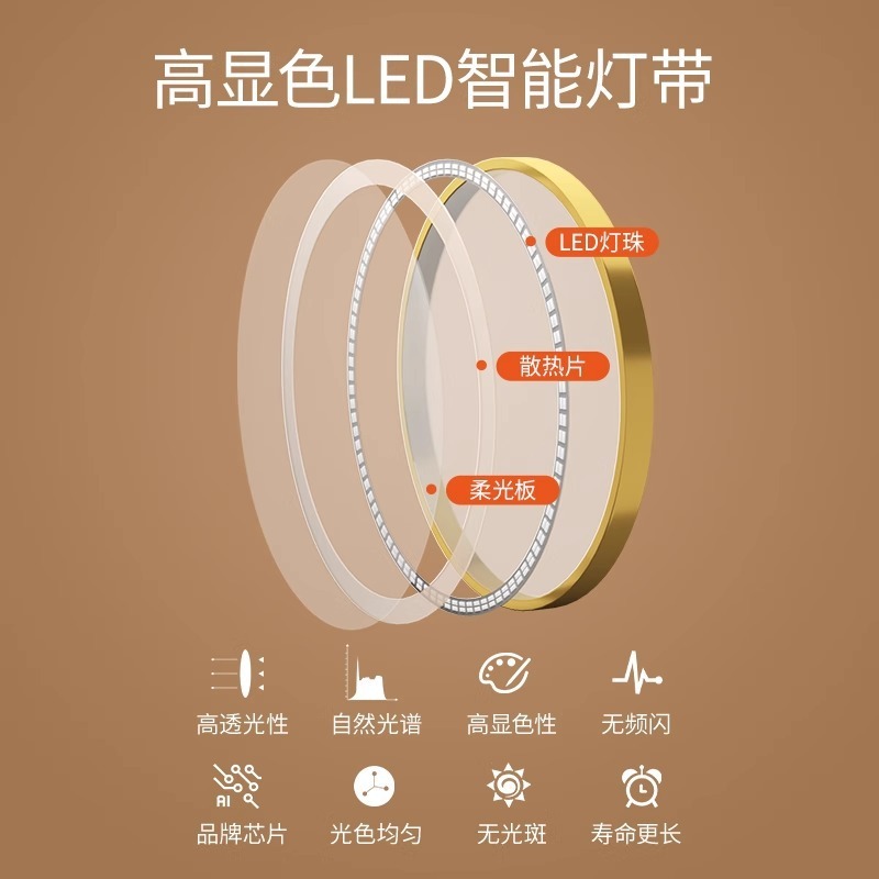 ミラースマート LED 化粧鏡寝室寮女の子ドレッシングテーブルドレッシングミラーホームポータブル大型インラウンドミラー|undefined