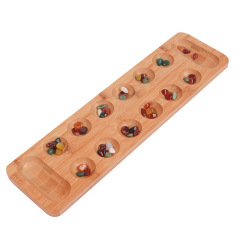 Mancala Bamboo Gem Game for Boys, Girls, Adults, Children, Grains Storage Toy, African Chess, Thinking Game