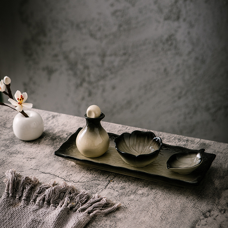 10 inch long Chai Wen * Narcissus Bowl * oil bottle * leaf plate