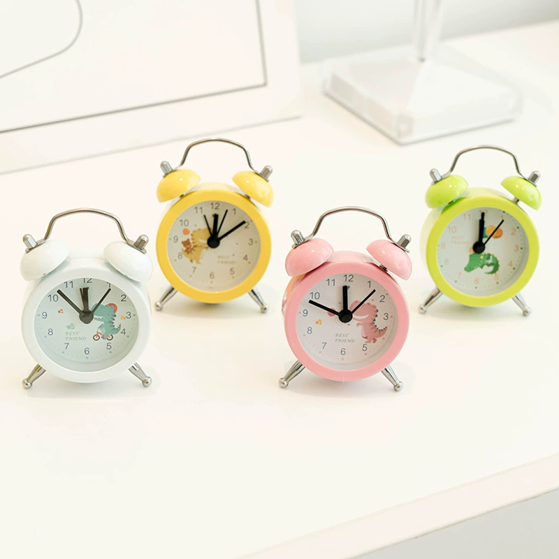 Прямая Заводская Корейская версия металла простой мини-будильник студент конфеты цвет меньше Динозавр Милые портативные часы