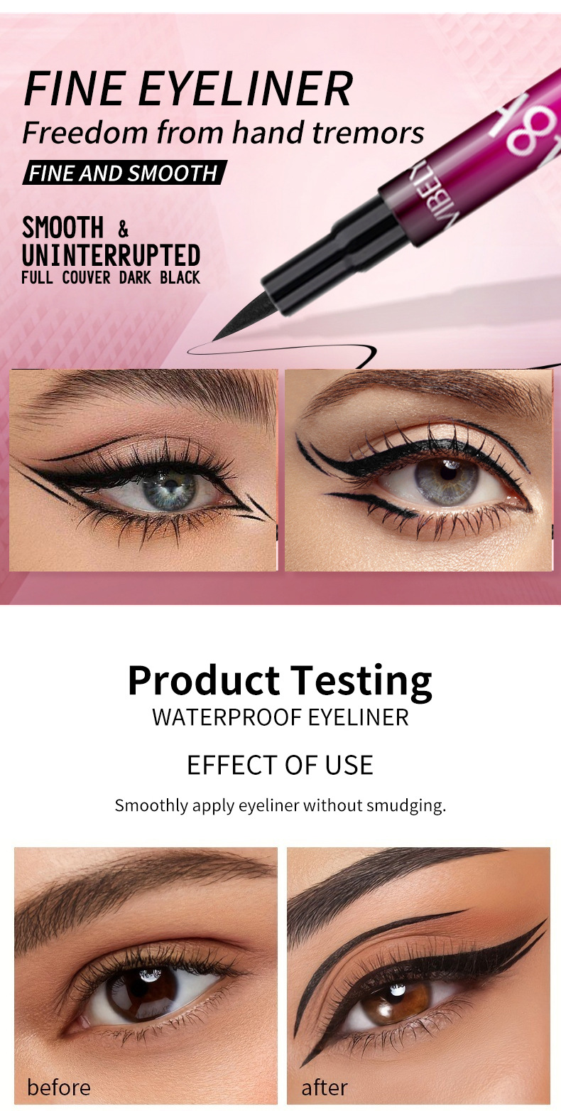 VIBELY Cross-border Black Waterproof, oil-resistant, non-smudging eyeliner, extremely fine, smooth, quick-drying and long-lasting eyeliner liquid undefined