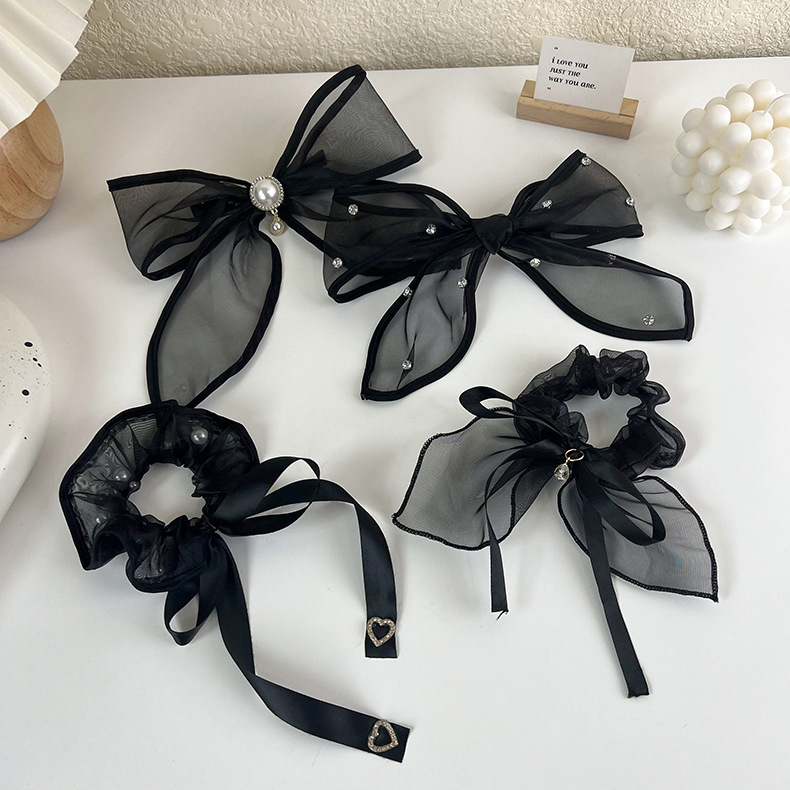 Organza bow black mesh spring clip fashion hair accessoriespicture4