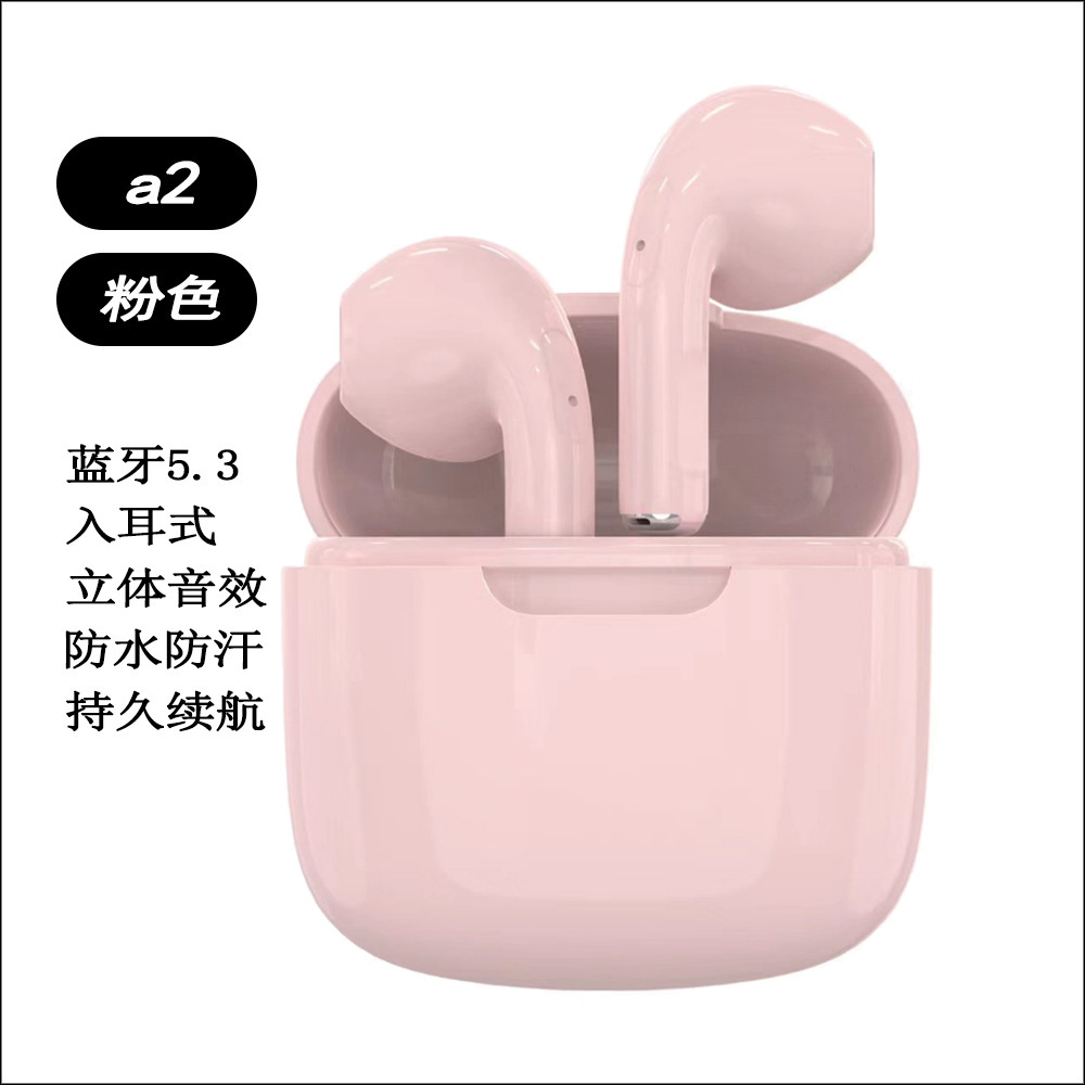Auriculares transfronterizos A2Pro Bluetooth 5.3 Mini en el oído TWS inalámbrico transparente macarons color batería de larga duración blanco