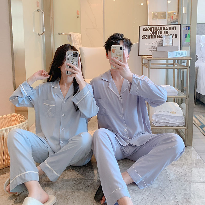 2024 new cotton silk pajamas Women's Spring and Autumn long sleeve artificial silk high-grade green suit home wear summer