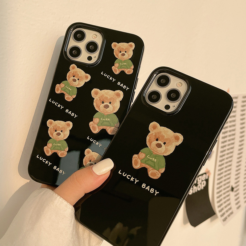 Trendy Cartoon Style 16 Suitable for iPhone 15 Apple 17 Pro Max Phone Case 13 Glossy Xr Bear 11 Soft Cover
