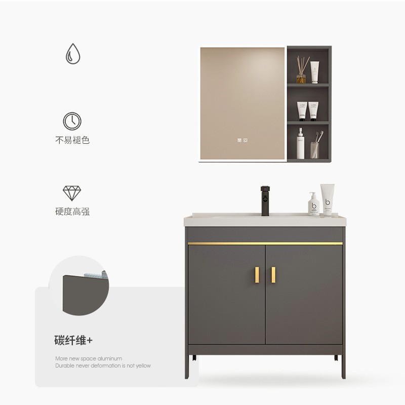 Baño espacio de aluminio tipo piso simple gabinete de baño combinación balcón todo en cerámica lavabo lavabo lavabo