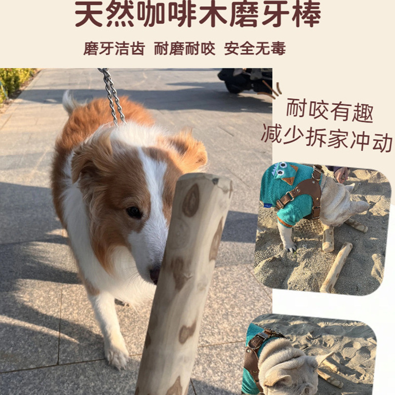 Nuevo palo de madera de café transfronterizo resistente a la mordida y al desgaste para perros, entrenamiento para aliviar el aburrimiento, recompensa para perros de tamaño medio y grande, bocadillos para perros