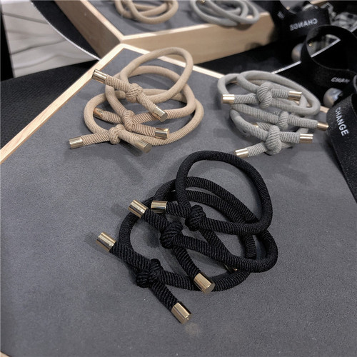 Korean Version Korean Personality Knot Metal Head Fresh Simple Rubber Band Hair Tie for Women Braiding Hair Accessory Wholesale