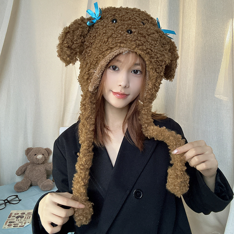 Lazy Holiday~Shop/Teddy Hairy Cartoon Cute Gloves Hat Scarf 3-Piece Set for Autumn and Winter Warmth_voghion.com