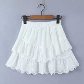 2024欧美风春女装新款白色蕾丝半身裙迷你短裙  9286