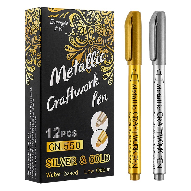 Guangna GN550 oro plata pintura pluma álbum de fotos DIY negro cartón fuego pintura sello resaltar firmar-en rotulador