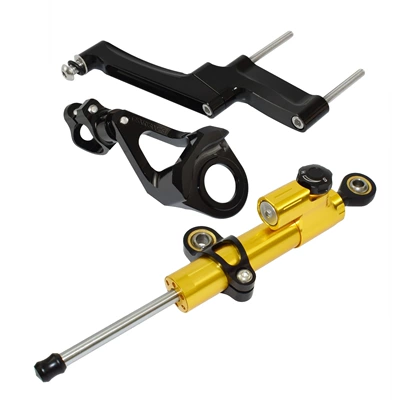 damper steering anti-swing head — Motorcycle frame - black-bracket-gold-pole-black