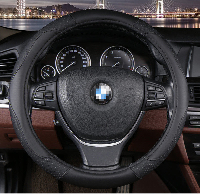 Universal Car Steering Wheel Cover, Genuine Leather Hand-Stitched Cover, Ultra-Thin Car Cover for Volkswagen, Four-Season Anti-Slip Leather Cover
