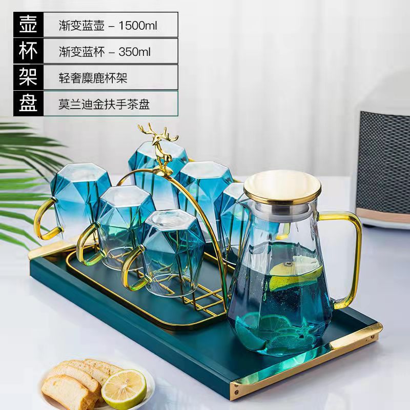 1 냄비 6 컵 1 컵 홀더 1 트레이 블루