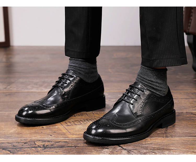 Nové kožené boty pro muže, kožená vrstva z hovězí kůže, britský styl, Brock vyřezávané, svatební boty._voghion.com