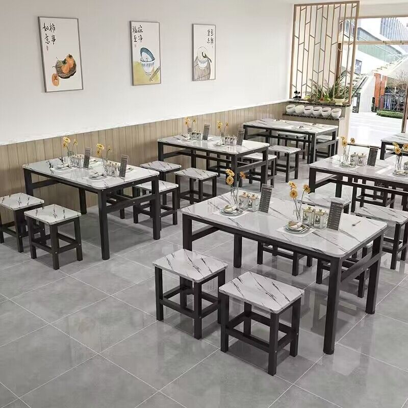 Fast Dining Table and Chairs Canteen Restaurant Commercial Catering Company Employee Snack Bar Economical Dining Table and Chair Combination Set