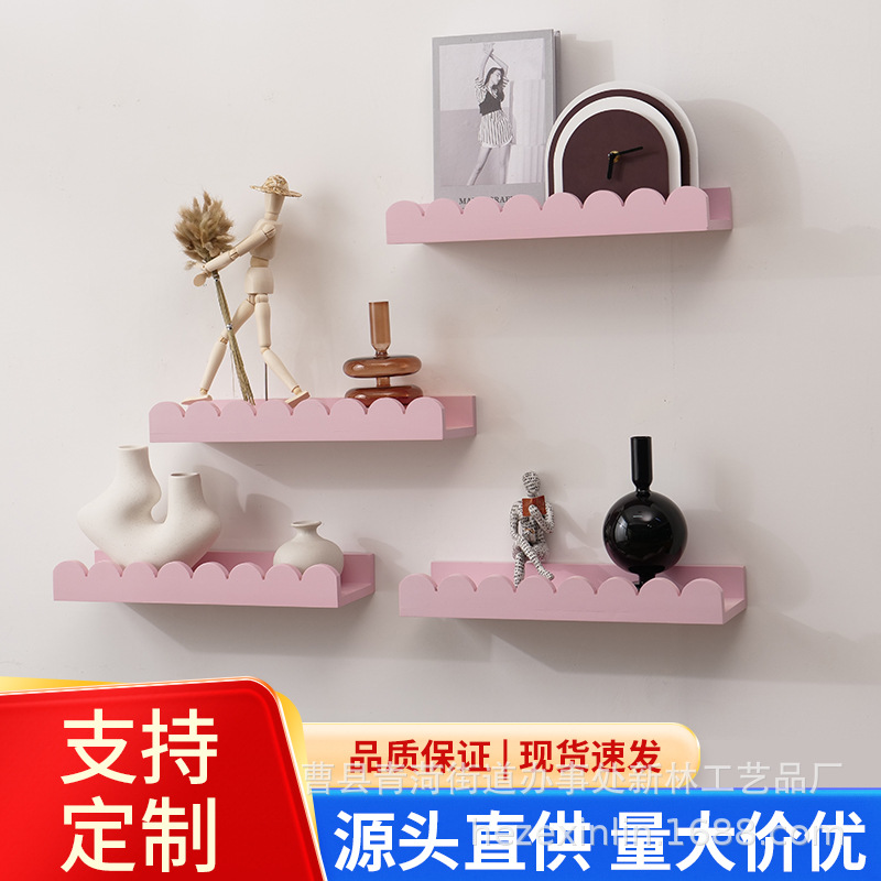 Modern Simple Household Living Room Wooden Storage Rack Wall-mounted Wall Decorative Rack in stock Lace Solid Wood Storage Rack