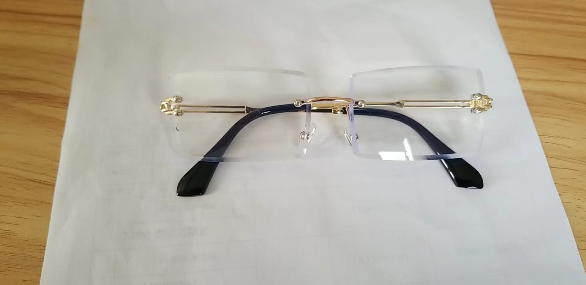 골드 프레임 플랫 렌즈 안티 블루 라이트