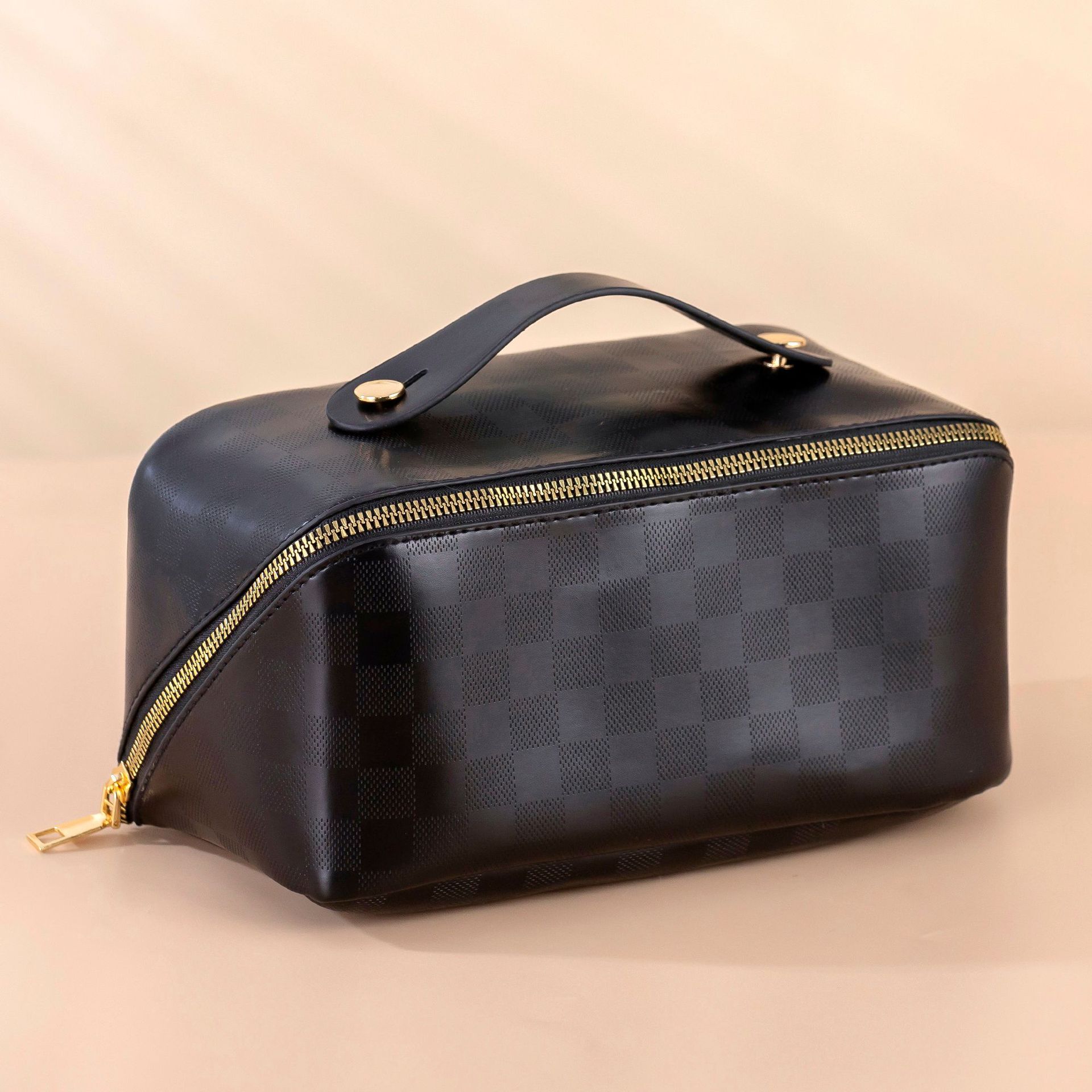 2023 Nueva celebridad de Internet PU bolsa de cosméticos de doble cremallera bolsa de lavado Portátil Bolsa de almacenamiento de cosméticos de viaje textura