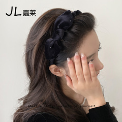 精灵兔耳满天星带齿发箍女秋冬新款丝绒高颅顶头箍显脸小减龄发卡
