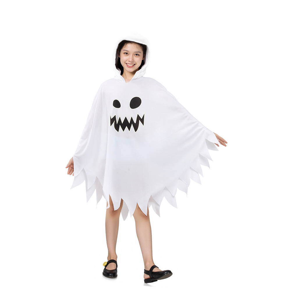 Traje transfronterizo de Halloween para niños, mueca, capa de fantasma blanca, vestido de fiesta, traje de calabaza de la muerte, capa