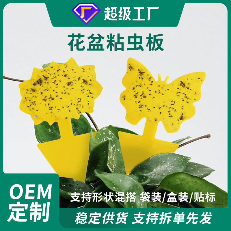 花盆粘虫板黄板黄色蝴蝶花形诱虫板粘虫纸小黑飞果蝇混搭定制OEM