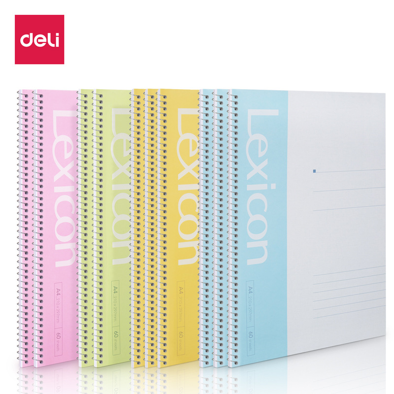 Deli 7688 bobina libro en espiral cuaderno A4 estudiante A4 copia blanda Libreta de 60 páginas