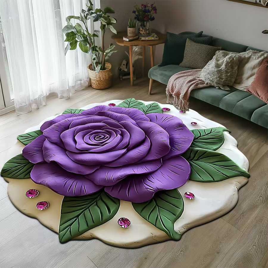 Flower-Shaped Crystal Velvet Floor Mats for Quick-Drying, Water-Absorbent, Non-Slip Bathroom Toilet Door Mats and Carpets