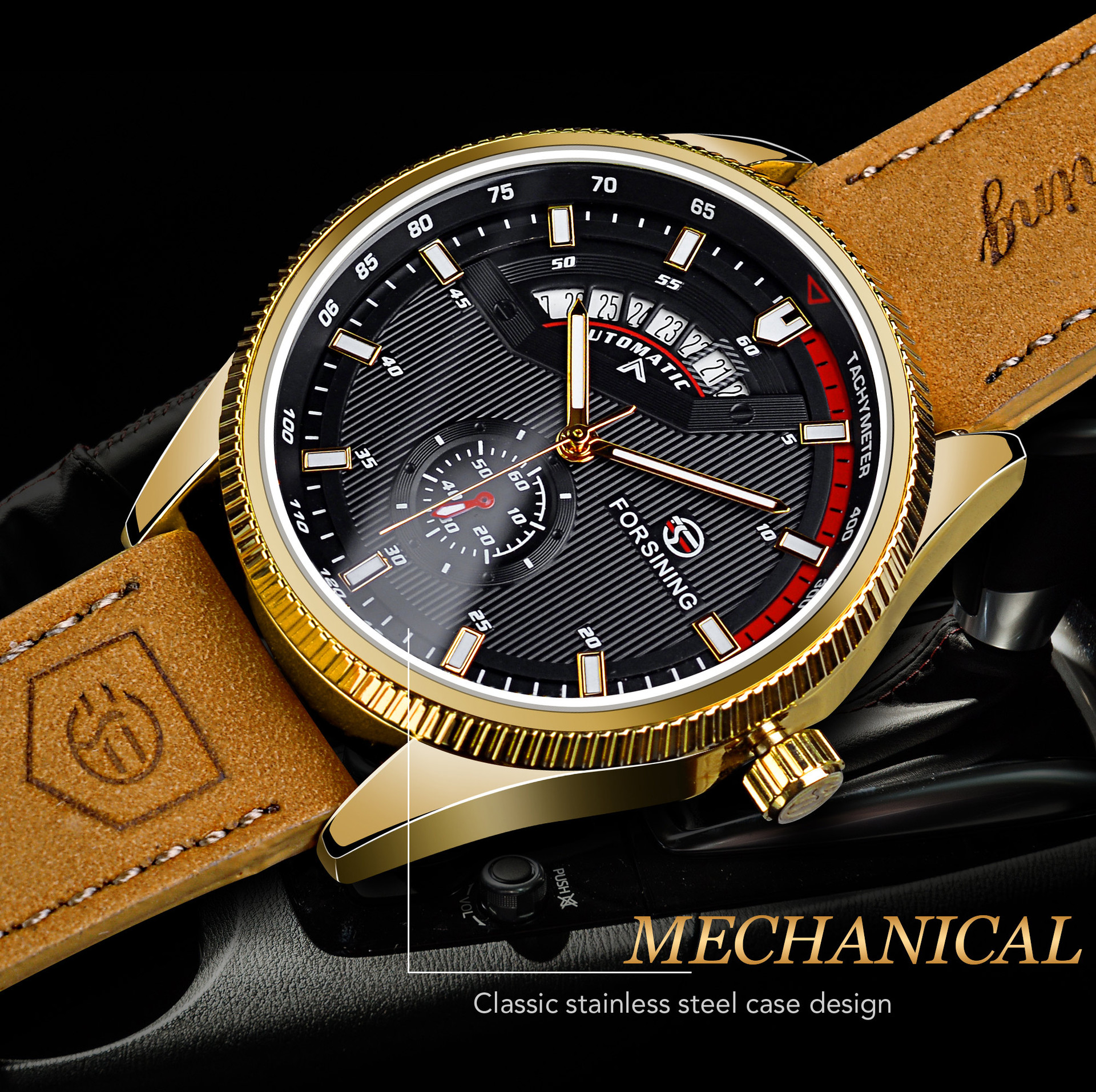 Forsing fully automatic mechanical watch, luminous, fashionable and casual men's watch with calendar new style_voghion.com