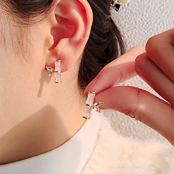Chinese Style Elegant Bamboo Earrings for Women, Niche Design, High-End Antique Style Earrings, Summer Exquisite Personalized Earrings