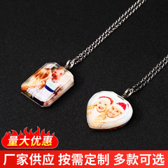 3D内彫写真水晶ペンダント個性diy家庭カップルペット図カラーネックレスペンダント自動車ペンダント