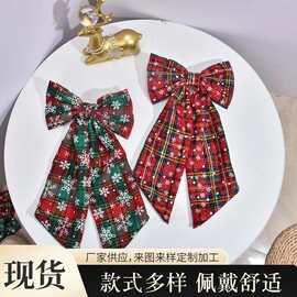 美式圣诞大号发夹新款加大雪花蝴蝶结飘带发夹时尚创意头饰发饰