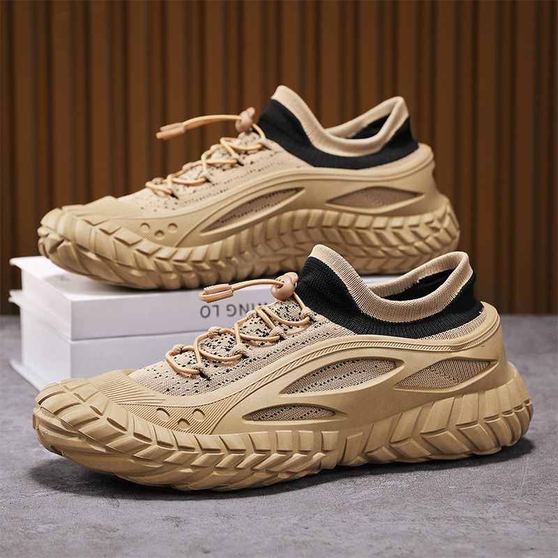 Zapatos de hombre primavera 2025, nuevos zapatos casuales de moda de hombre, malla de vuelo, montaña, protección laboral, marea laboral
