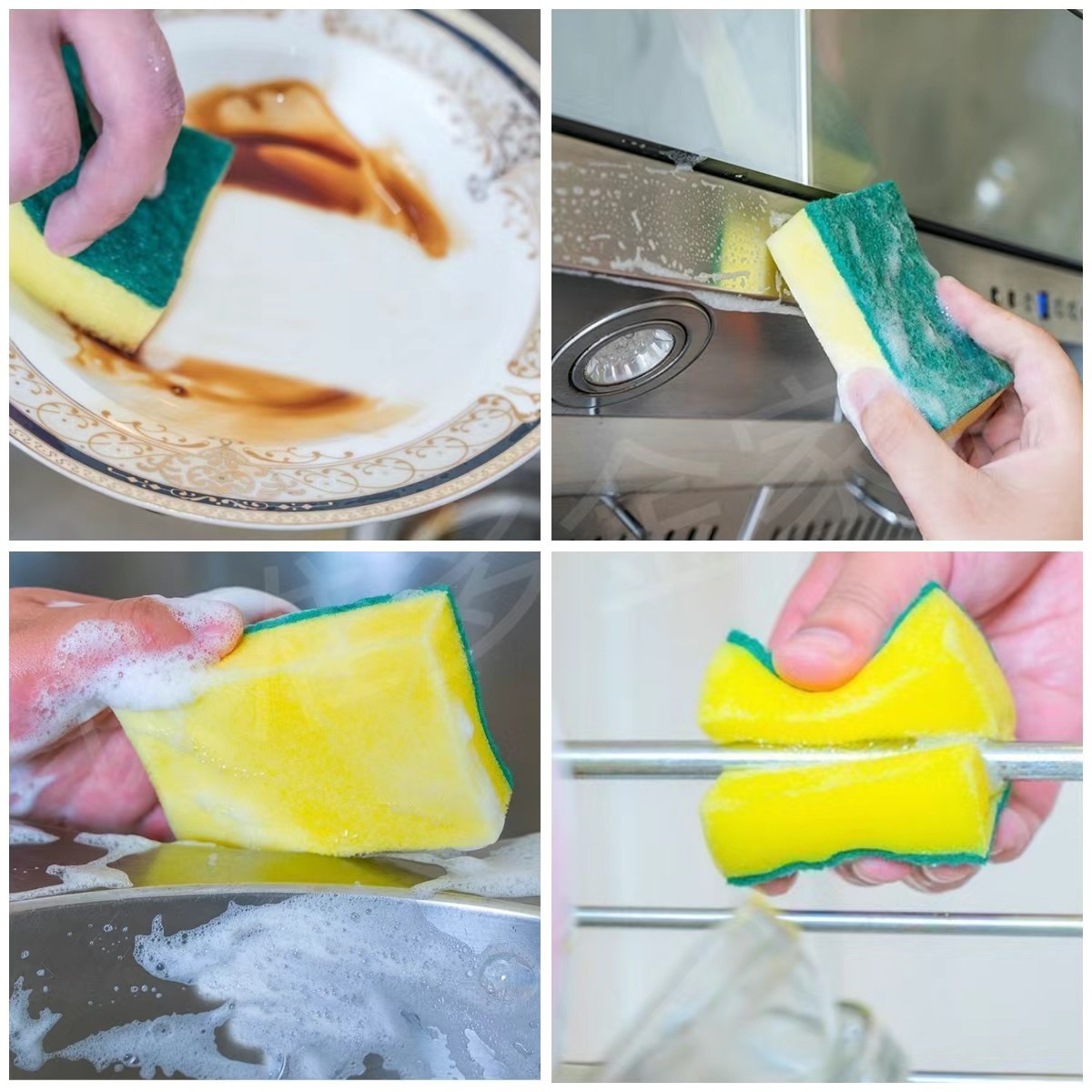 Limpieza de esponja de una sola pieza, limpieza de esponja de alta densidad, limpieza de cocina, limpieza de esponja de doble cara al por mayor.